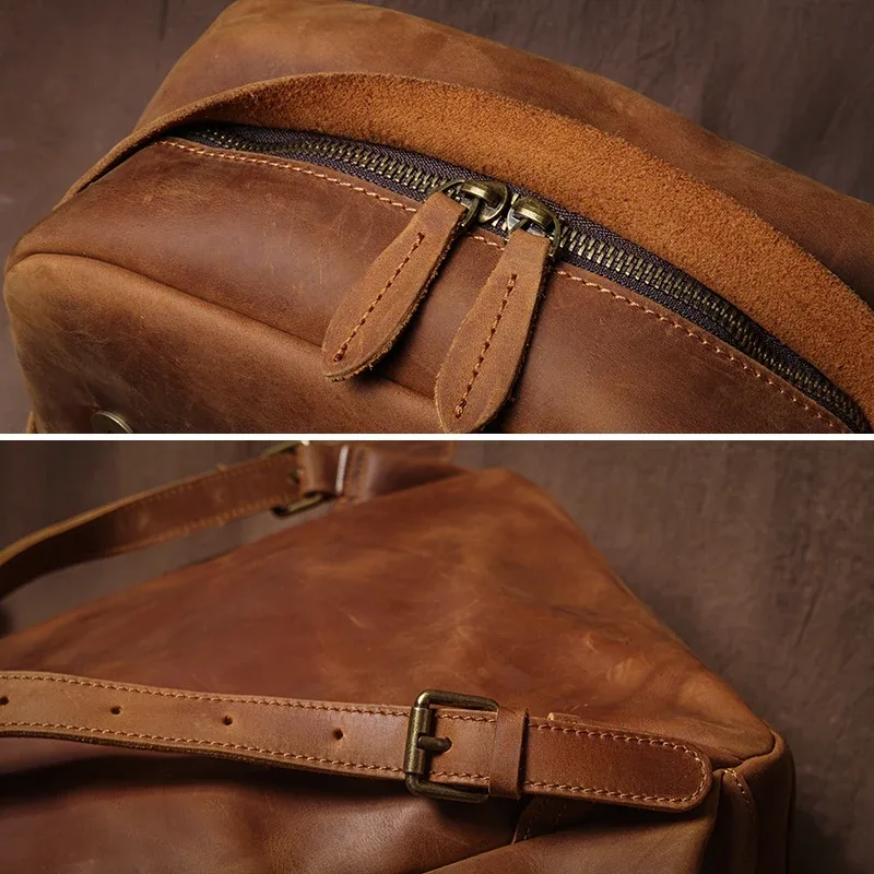guro vintage sac à dos en cuir véritable week-end pour hommes sacs à dos de voyage de luxe haut crazy horse cartable en peau de vache pour ordinateur portable 16 pouces