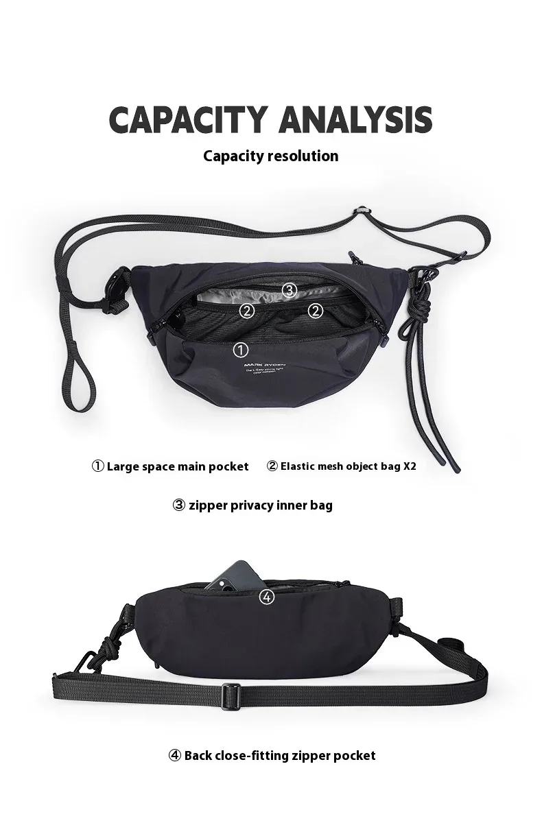 mark ryden-sac de poitrine imperméable pour hommes, sac à bandoulière décontracté multifonction antivol, nouvelle mode de voyage