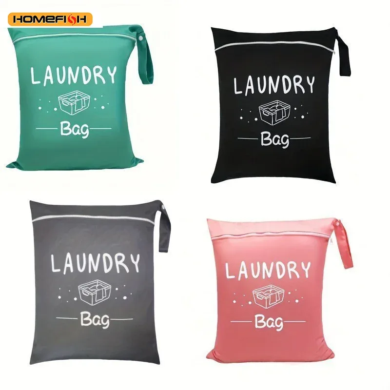 sac à linge en nylon homefish, sac de rangement de voyage, organisateur de vêtements sales lavable en machine, sac à fermeture éclair coloré