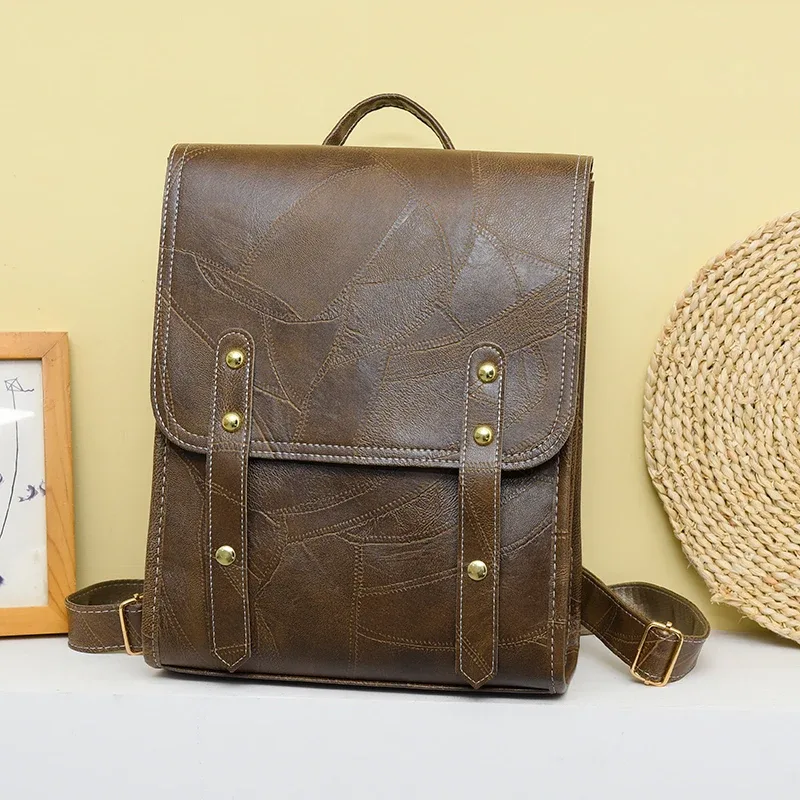 nouveau sac à dos tendance en cuir pu pour femme, grande capacité, imperméable, pour l'université, sac d'école pour ordinateur portable, sac de voyage mignon pour fille