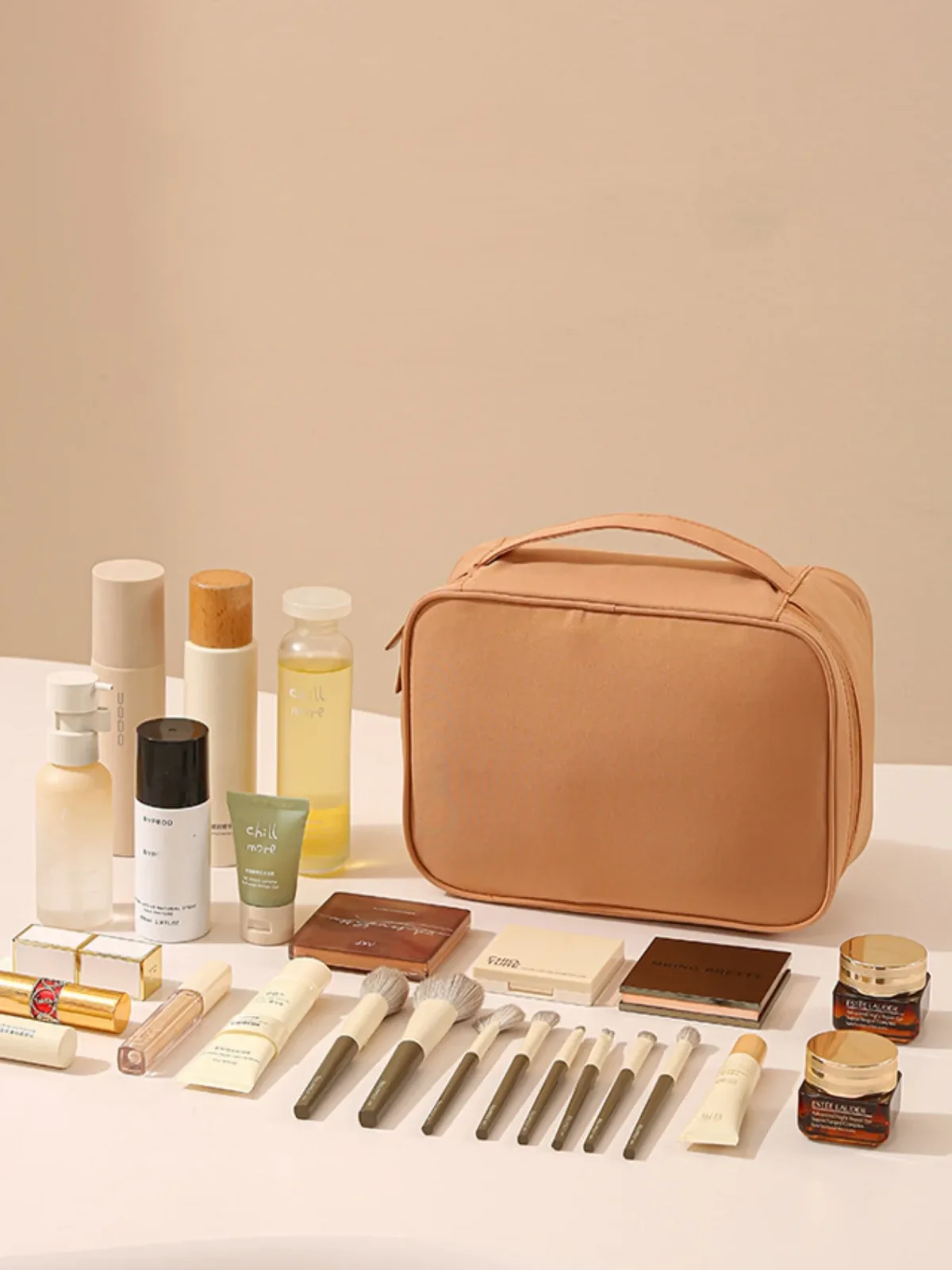tissu oxford épais, modèle à une ou deux couches, unisexe, sac de toilette et de maquillage à la mode, idéal pour les voyages, les vacances, les déplacements professionnels et les sorties quotidiennes. sac de toilette et de maquillage pratique et multifonctionnel, conçu pour ranger et organiser les batteries externes, les câbles de données, les lotions, les produits de soins de la peau, les pinceaux de maquillage, les brosses à dents, le dentifrice, etc. , trousse de maquillage de voyage étanche, indispensable pour ranger les pinceaux de maquillage et les outils de broderie