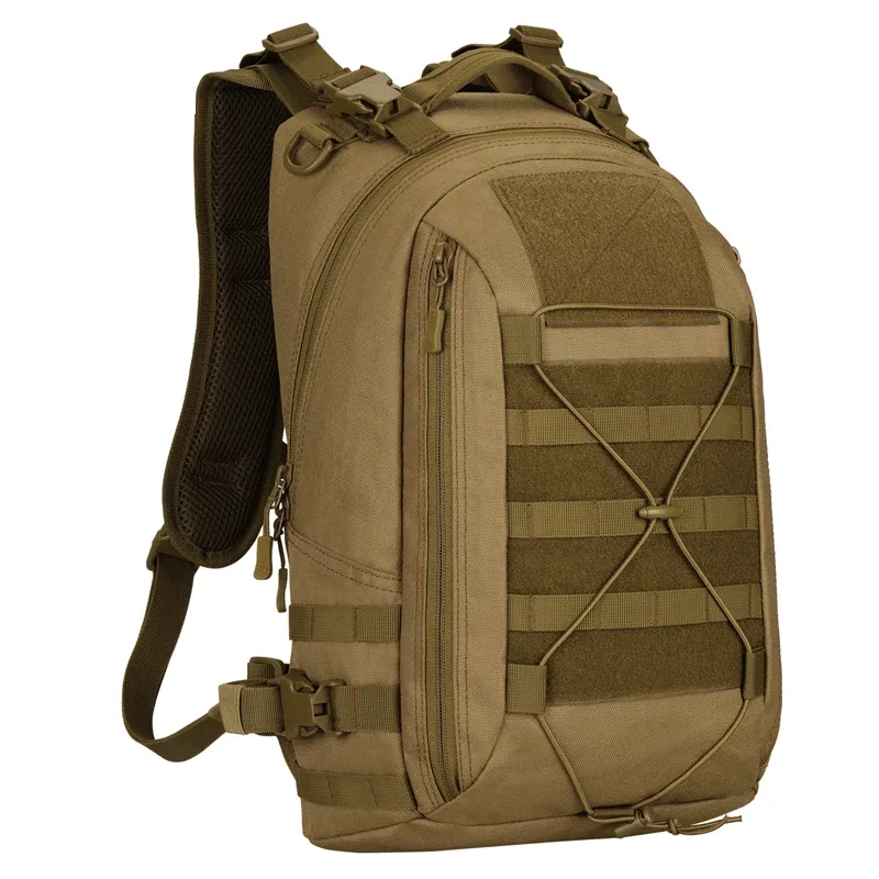 sac dos nylon camouflage noir vert bandes grises fixation velcro poche latérale tissu mousse ergonomie usage voyage