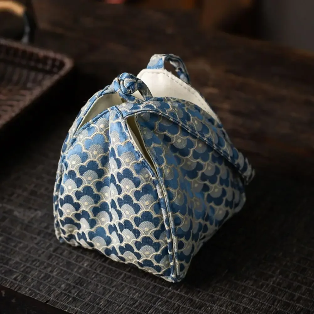 pochette en tissu à cordon de serrage pour tasse à thé de style chinois, sac de rangement portable imprimé pour service à thé, multifonctionnel, résistant à la casse