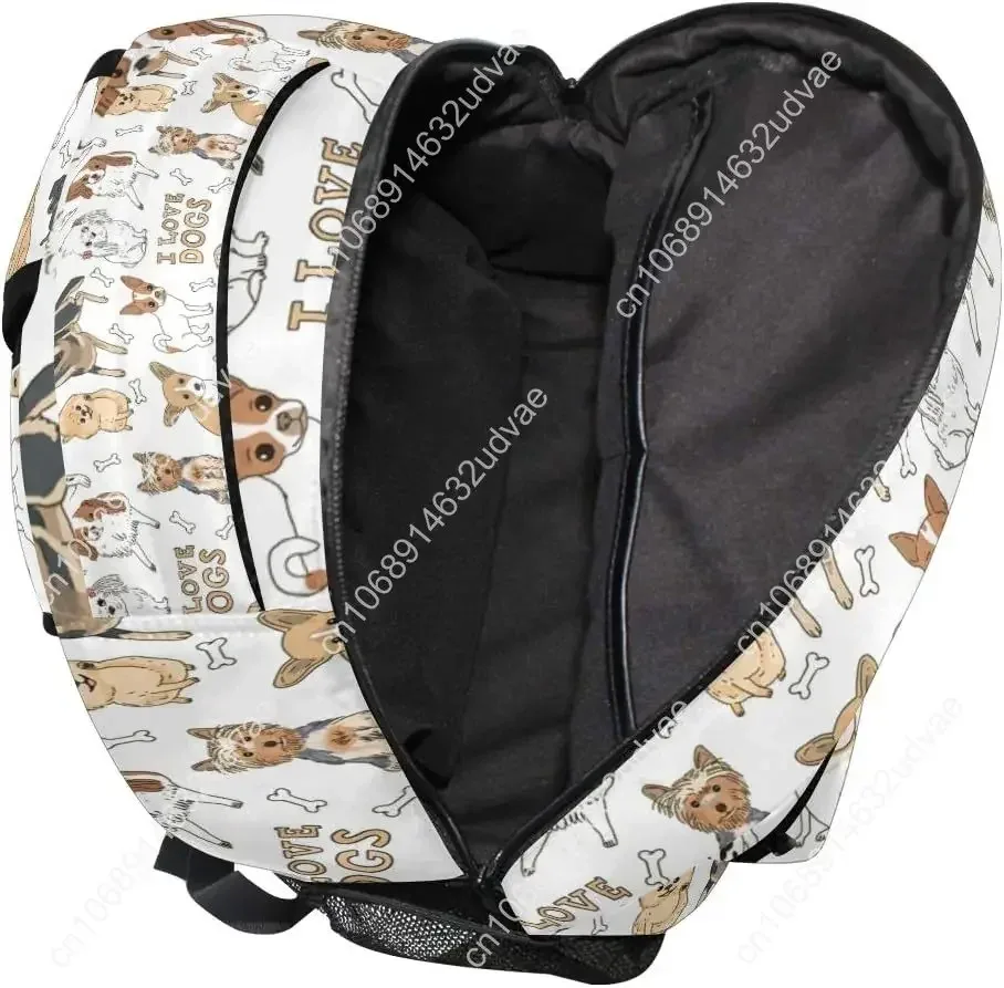 grand sac à dos avec imprimé chien mignon, pour étudiants, personnalisé, pour ordinateur portable, ipad, tablette, voyage, école