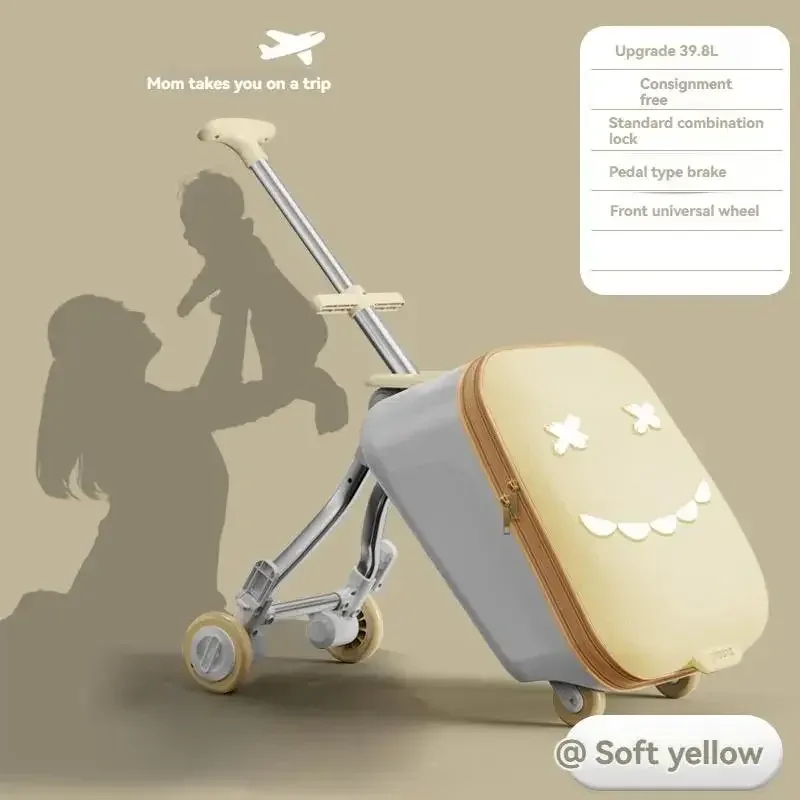 valise à roulettes de voyage pour enfants montable sur avion avec roulettes, bagages, promenade et marche, valise pour bébé, poussette pliante