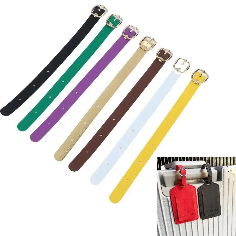 sangles d'étiquettes de bagages en pu résistantes aux rayures, boucles en alliage multicolores pour voyages d'affaires, porte-étiquettes de valise
