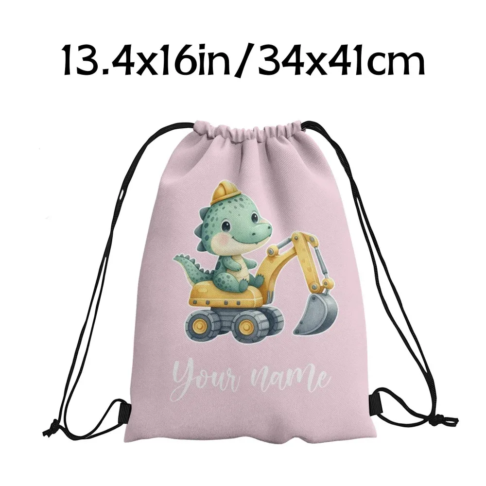 sac à dos personnalisé avec nom/texte dinosaure et excavateur, sac de sport personnalisé, sac de voyage léger, sac de rangement pour salle de sport, 12 couleurs