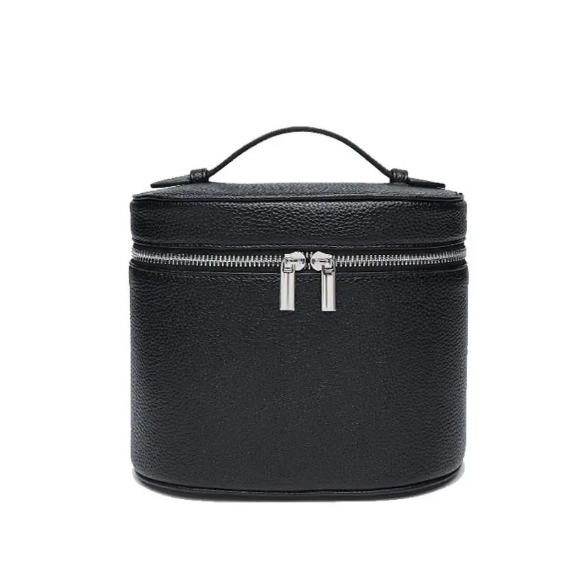 sac de rangement de voyage portable avec nom personnalisable, sac à cosmétiques amovible avec compartiment de lavage séparé en cuir de galets