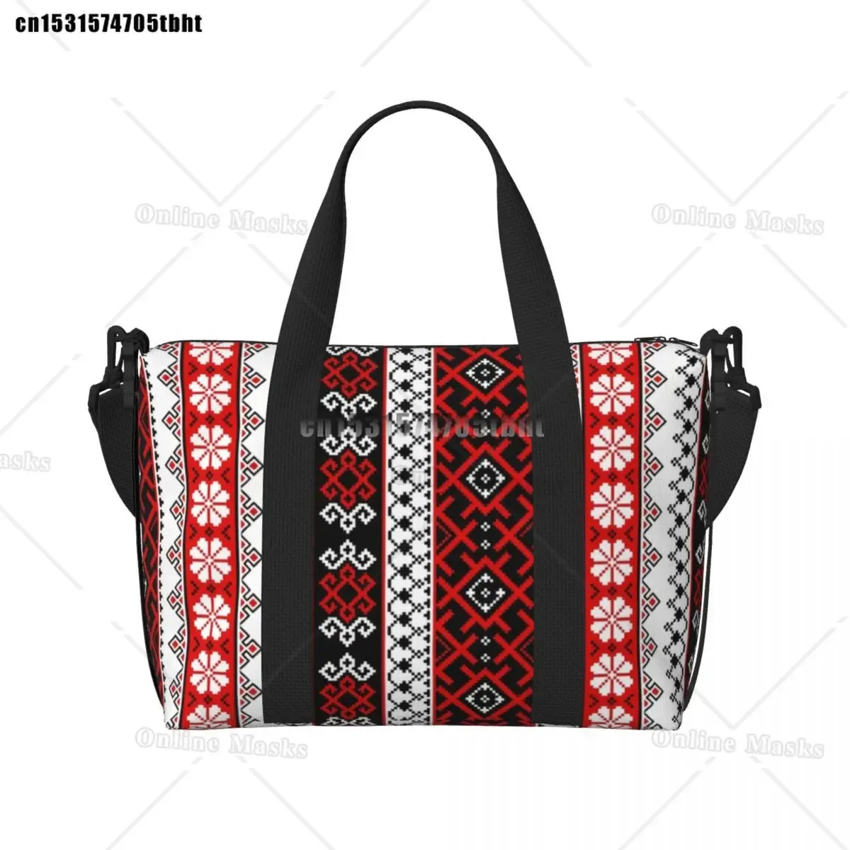 vyshyvanka – sac fourre-tout brodé pour femmes, fourre-tout coloré de style ukrainien, grande capacité, bohème, géométrique, pour salle de sport, plage, voyage