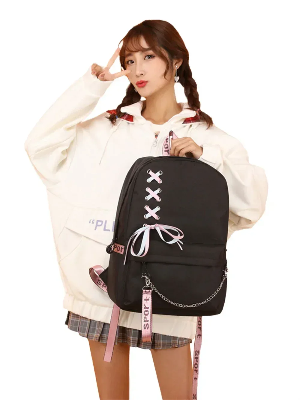 sac à dos scolaire pour étudiants et adolescents, sac à dos mignon kawaii avec motif de chat anime, sac à dos pour livres avec sacs à lunch portables, 3 pièces