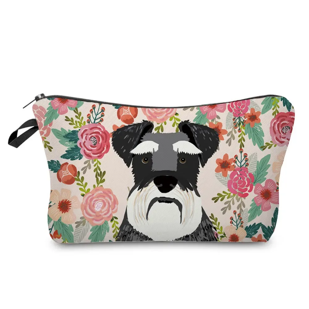dessin animé fleur chien chat mignon imprimé femmes sac cosmétique en plein air portable voyage trousse de toilette personnalisable trousse de toilette trousse de maquillage