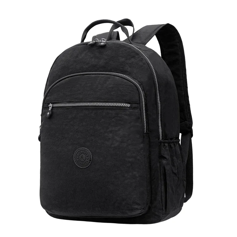 sac dos nylon gris anthracite compartiments poches latérales glissière accessoires pompon porte monnaie voyage école adolescente
