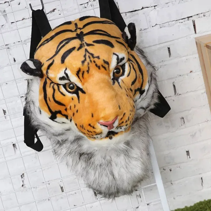 sac dos tissu coton tête tigre motifs pelage orange noir peluche expressive usage étudiant voyage