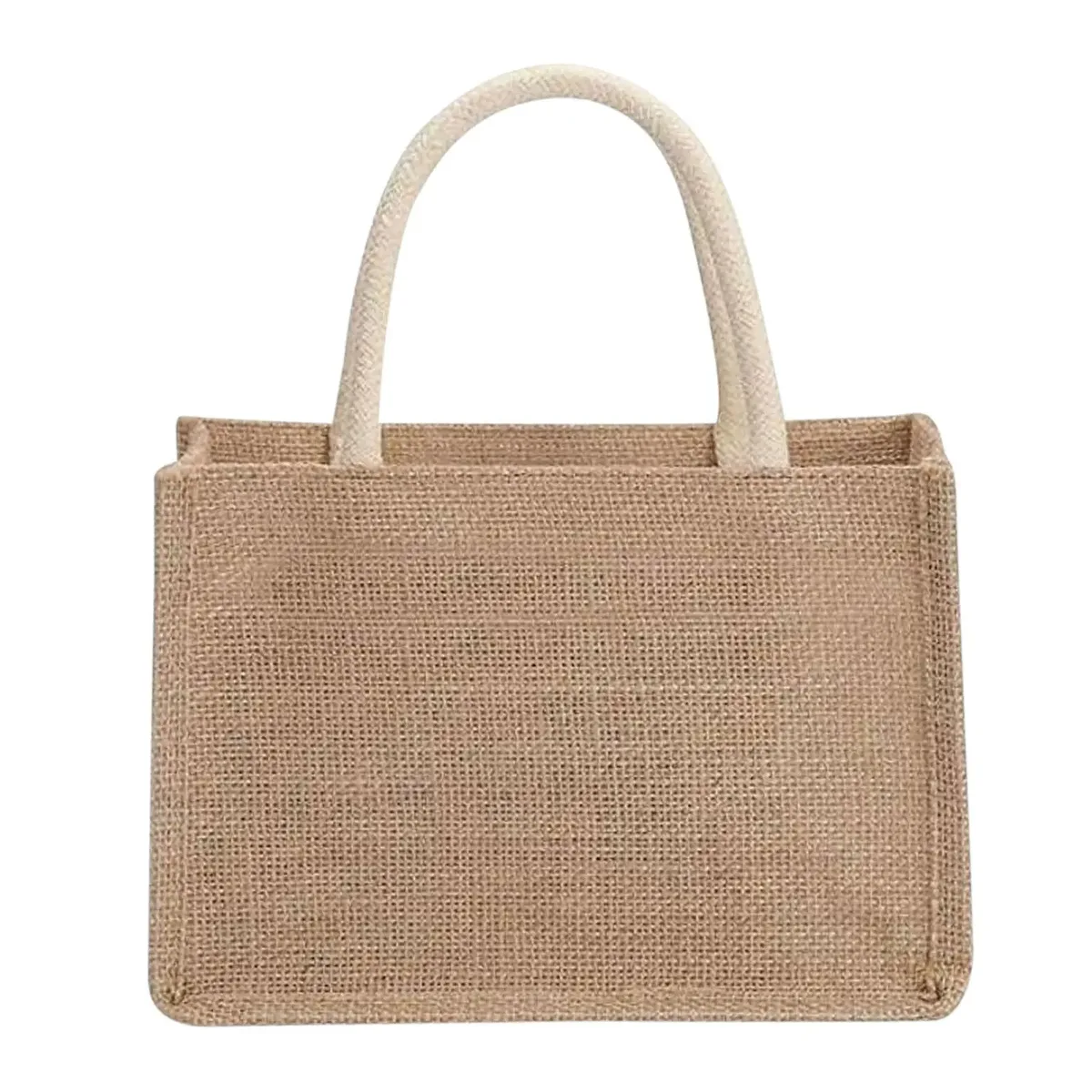 sac fourre-tout en lin vintage pour femmes, sacs à main de plage d'été, sac de bricolage rétro, sac à cuillère portable, sac à provisions multiple top foy