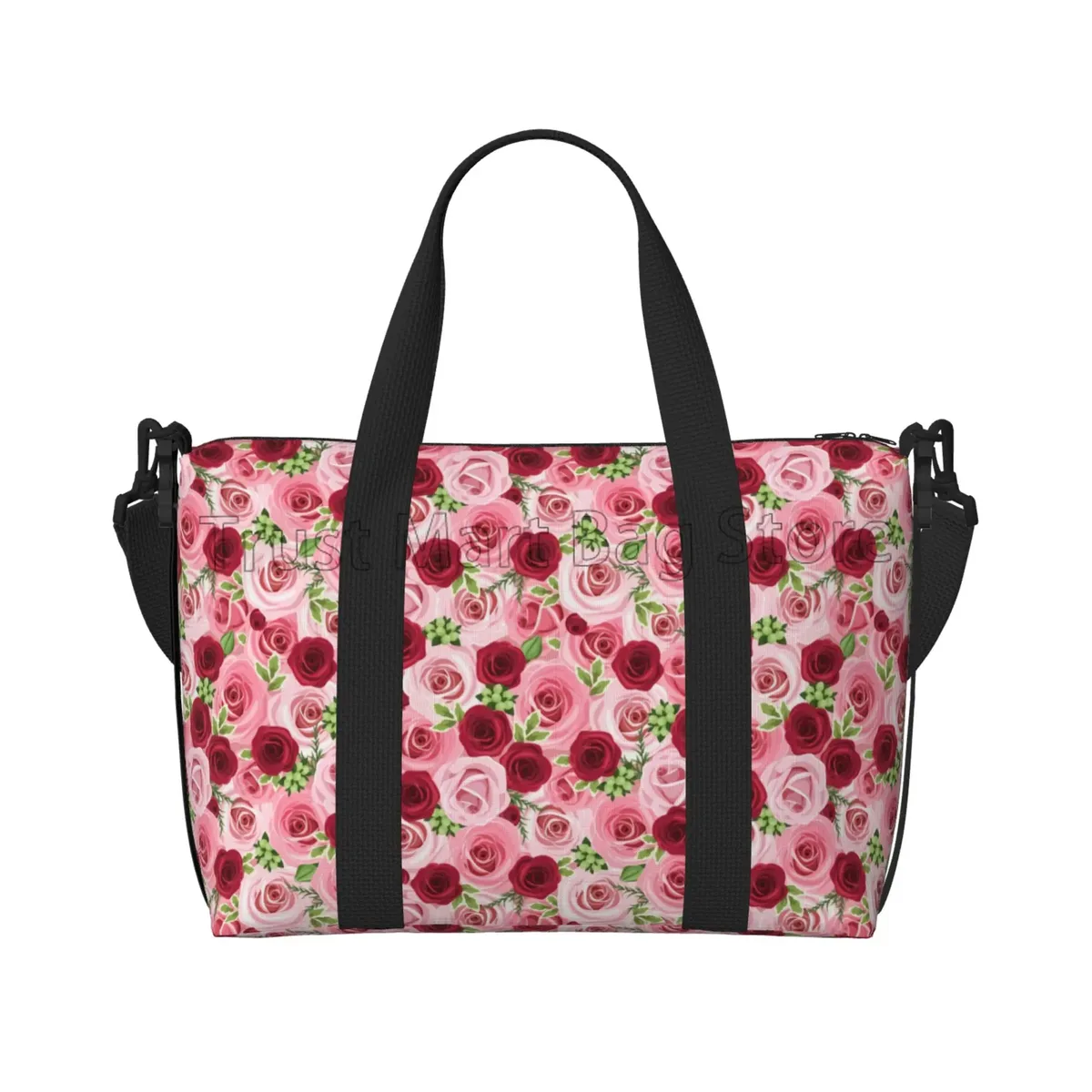 sacs de voyage à imprimé de roses rouges pour femmes, fourre-tout portable, étanche, idéal pour le week-end, la nuit, la salle de sport et la plage, 03/