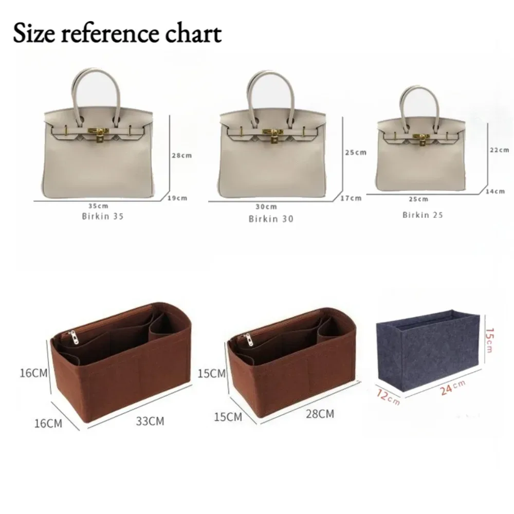 organisateur de sac à main de qualité supérieure, insert pour sac à main, séparateur intérieur, pochette de maquillage, rangement cosmétique pour sac fourre-tout, taille 25 30 35, accessoires