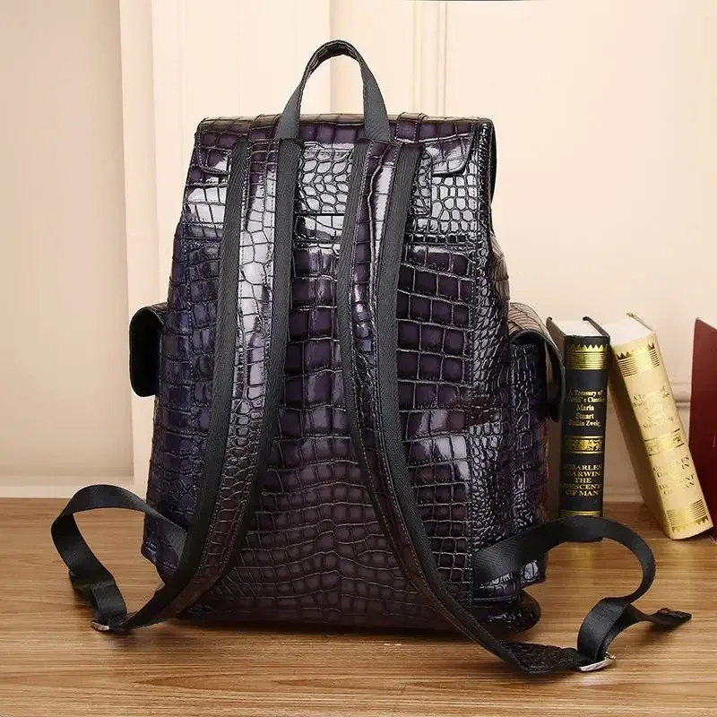 nouveau sac à dos de luxe 2026 en cuir véritable pour homme, motif alligator, sac à dos étudiant garçon, sacoche ordinateur portable 15,6 pouces de luxe