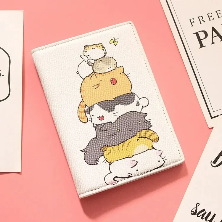 couverture de passeport en cuir pu, design animal mignon, multifonction, étui d'évaluation de carte de crédit, porte-passeport de voyage