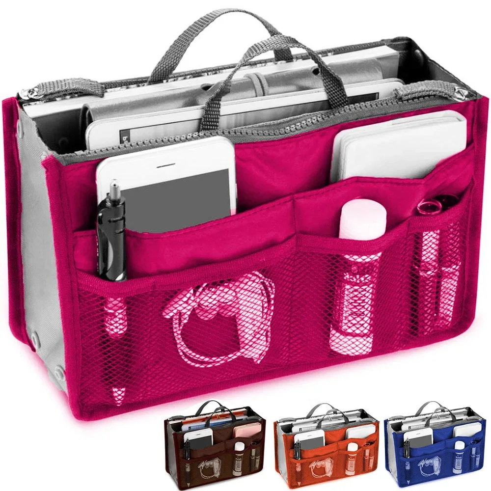 sac à main multi-poches pour organisateur de maquillage, sac à cosmétiques de grande capacité, sac à main de voyage multicolore portable