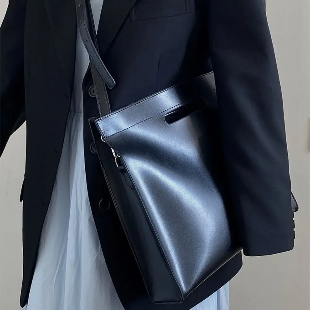 sac fourre-tout élégant en pu pour documents de bureau, couleur unie, grande capacité, sacoche pour ordinateur, sac bandoulière, sac à main, sac de voyage