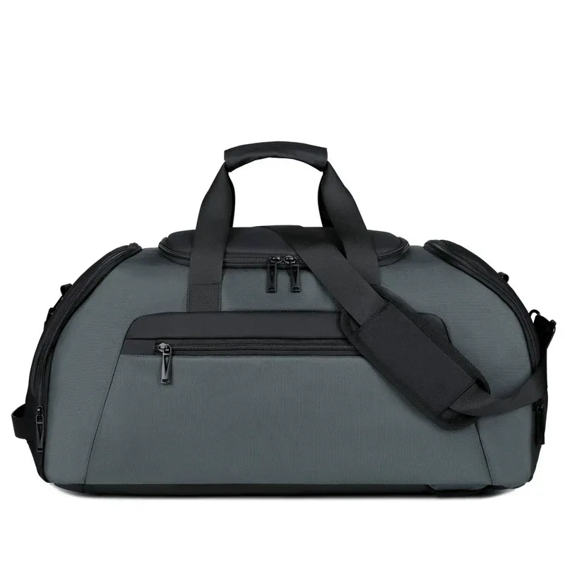 sac de voyage grande capacité avec logo personnalisé pour hommes, sac de sport imperméable pour les voyages en plein air, sac à dos avec compartiment à chaussures et possibilité d'impression de nom.