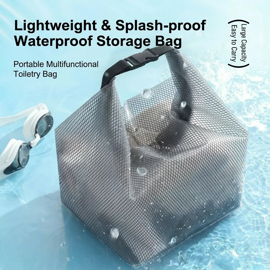 sac de toilette de voyage pour hommes et femmes, grande capacité, avec cordon de serrage, imperméable, pour la natation et la salle de bain