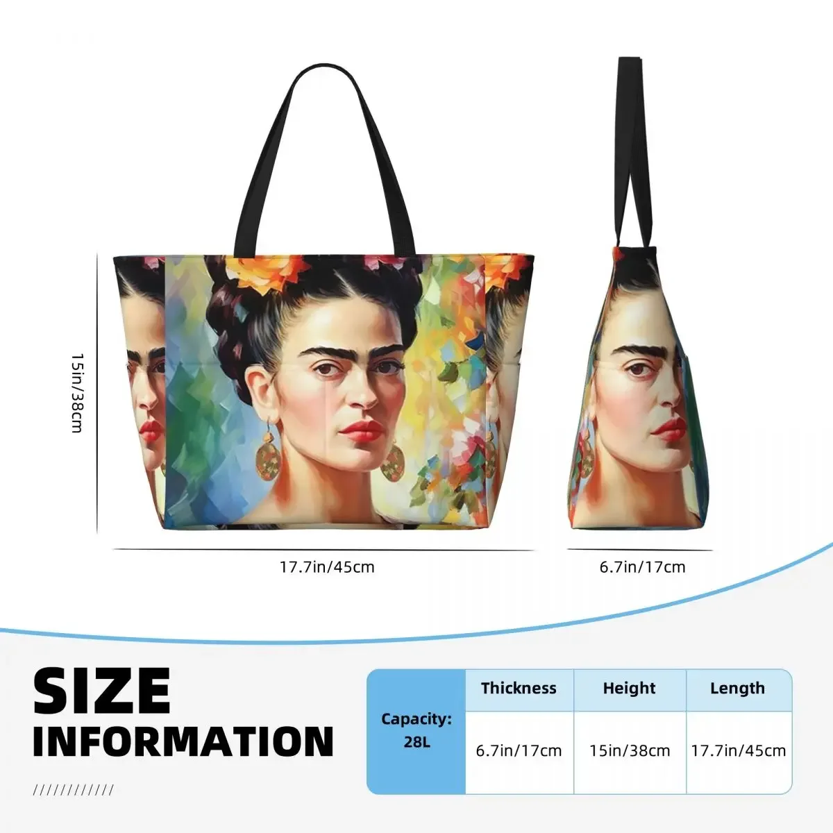 sac fourre-tout frida kahlo pour la plage, le sport, la gym, le yoga, grand sac de voyage pour femme, sac de fitness