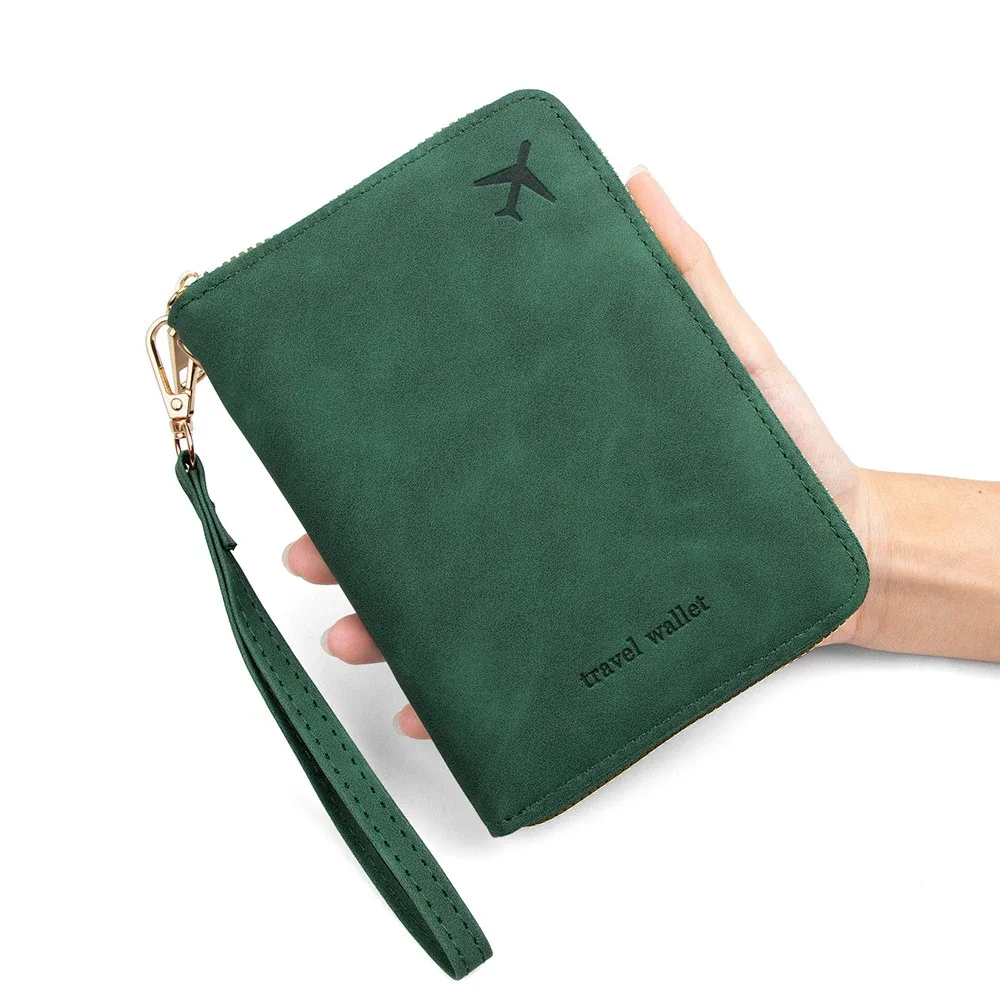 étui de passeport rfid anti-magnétique personnalisé avec fermeture éclair pour voyage, porte-passeport, sac de rangement de documents multifonctionnel