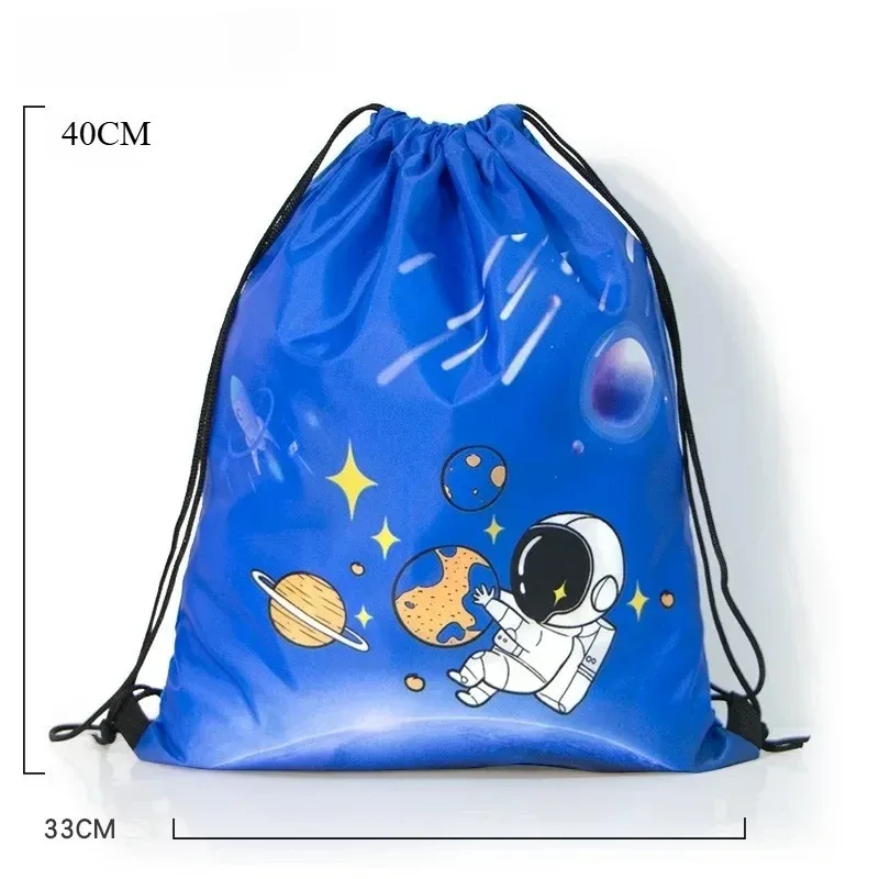 sac à dos à cordon de serrage avec imprimé espace et dessin animé, sac de sport de grande capacité, sac de rangement de voyage étanche, 1 pièce