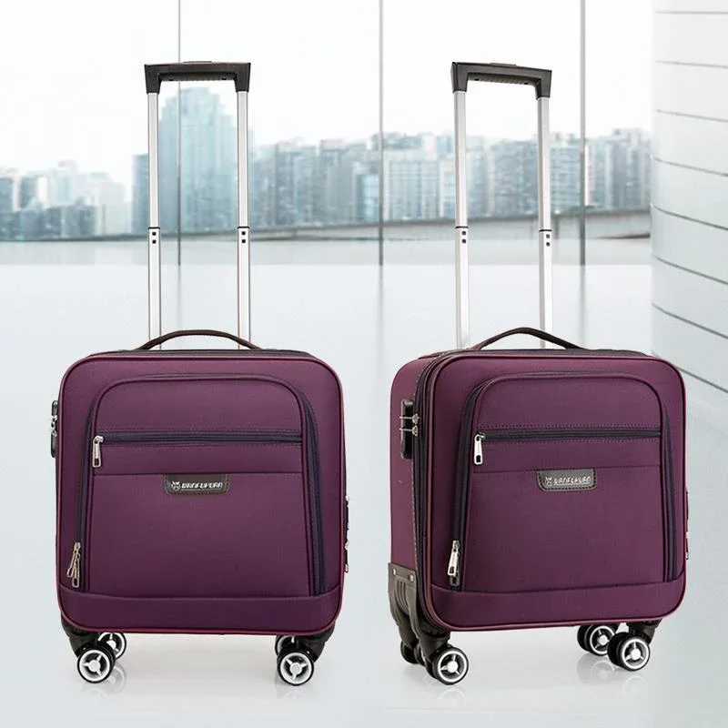16 18 pouces oxford tissu bagages petite valise légère mot de passe embarquement valise de voyage roue universelle mini boîte en cuir, maleta viaje cabina