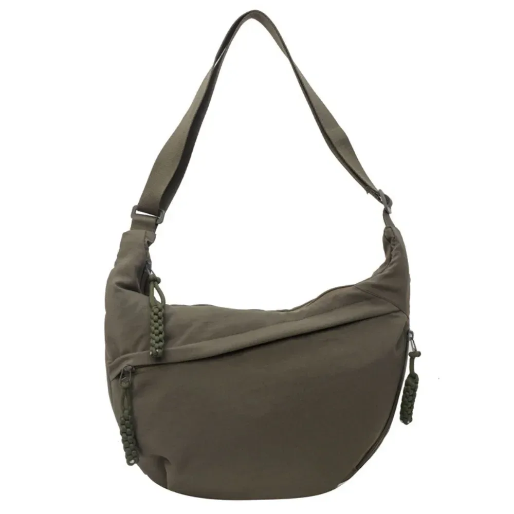 sacs à bandoulière en toile décontractés coréens simplifiés, sac hobos de sport de grande capacité, sac de boulettes léger de couleur unie pour femmes