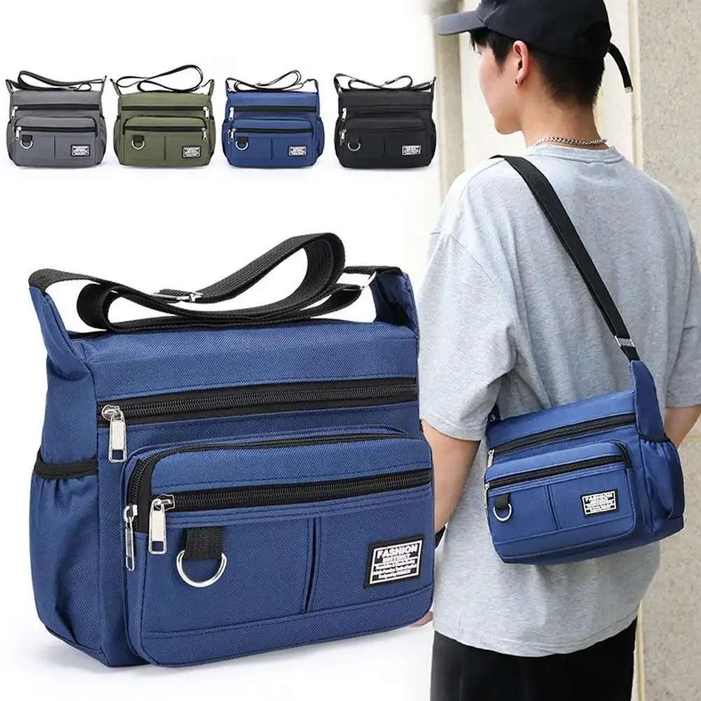 oxford-sac à bandoulière multicouche pour homme, design de poche, initié, grande capacité, décontracté, simple, messager, mode, y5q6, nouveau