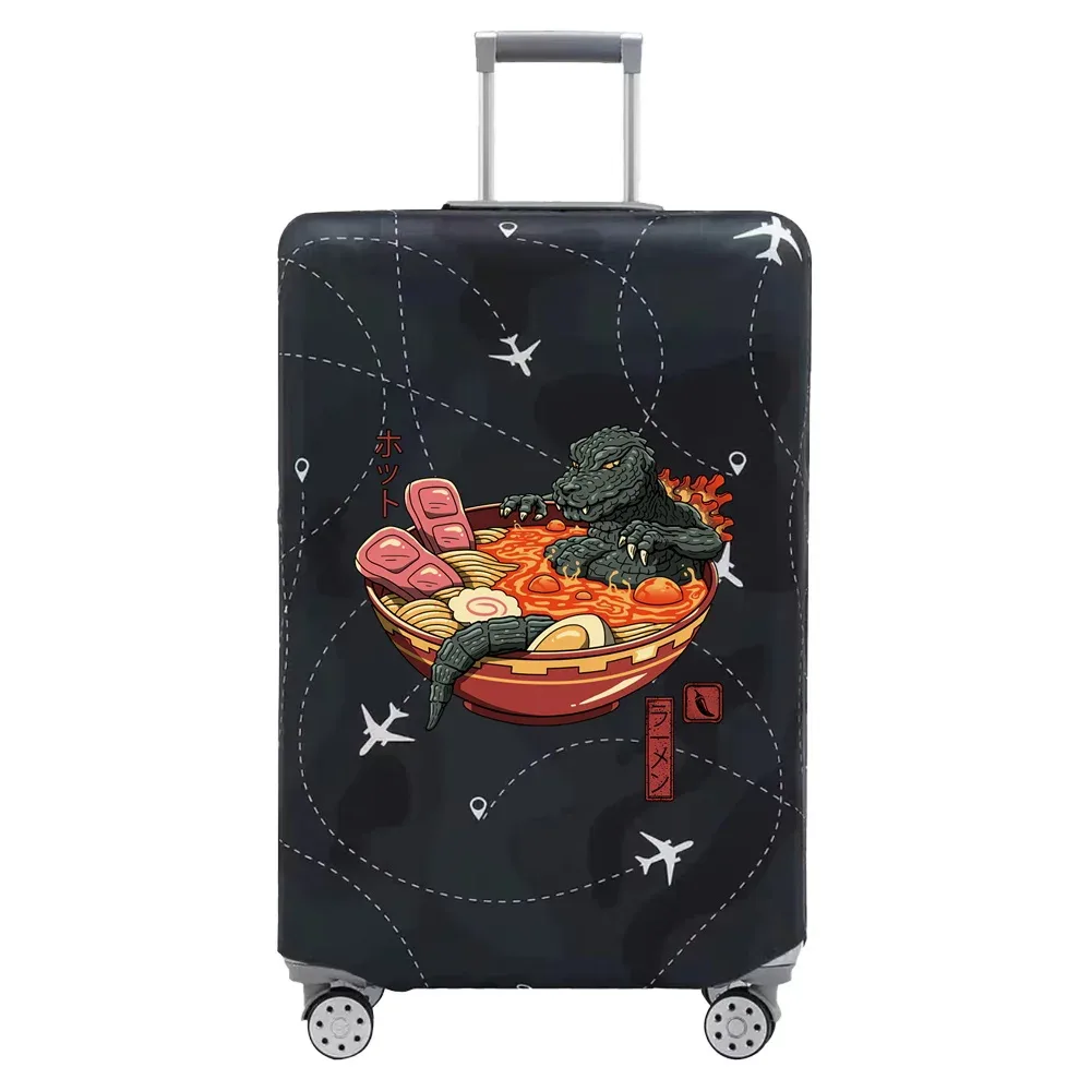 housse valise tissu extensible noire motif ramen bacon dessin animé voyage protection valise taille s m xl