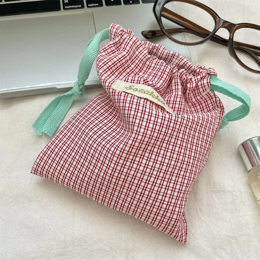 sac de rangement de proximité à carreaux pour femmes, cosmétiques, rouge à lèvres, poudres de stockage, sac de maquillage mignon, cadeau de noël, bonbons, bijoux, évaluation, nouveau
