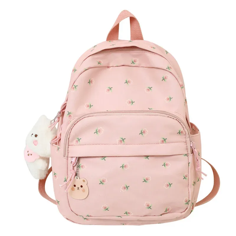 sac à dos personnalisé avec nom et petite fleur fragmentée, sacoche de voyage de grande capacité, style campus, pour femmes