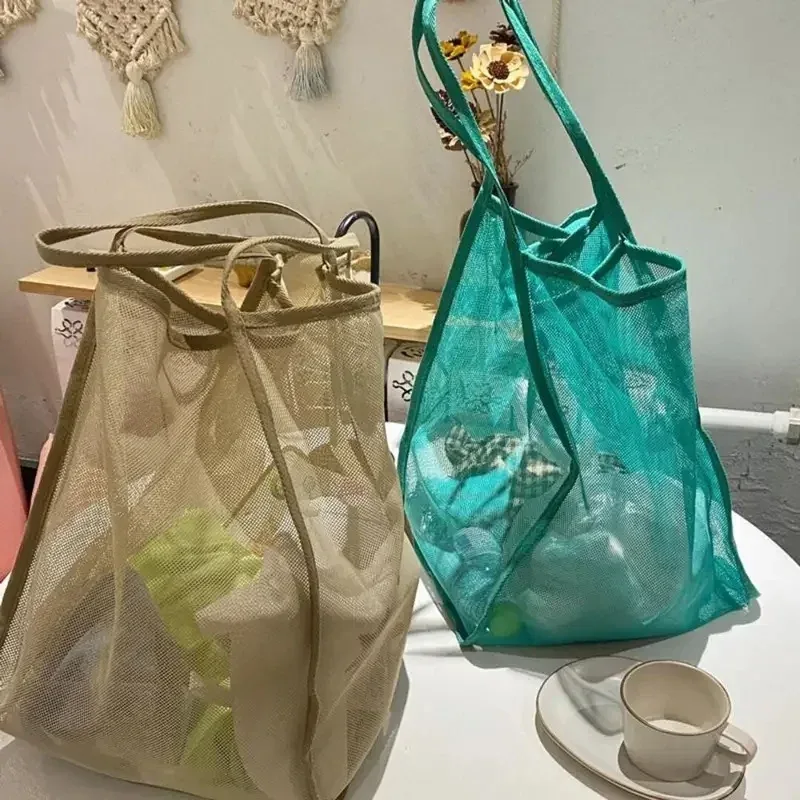 grand sac de plage en maille, léger et respirant, sac à bandoulière pour la piscine, les voyages, les serviettes, les jouets, le shopping