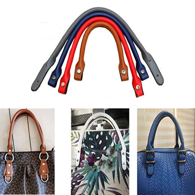 1/2 poignées de sac de rechange pour sacs à main, bandoulière pour sacs à bandoulière femme, sangle en cuir pu, ceinture de sac couleur unie, accessoires diy avec fermoir