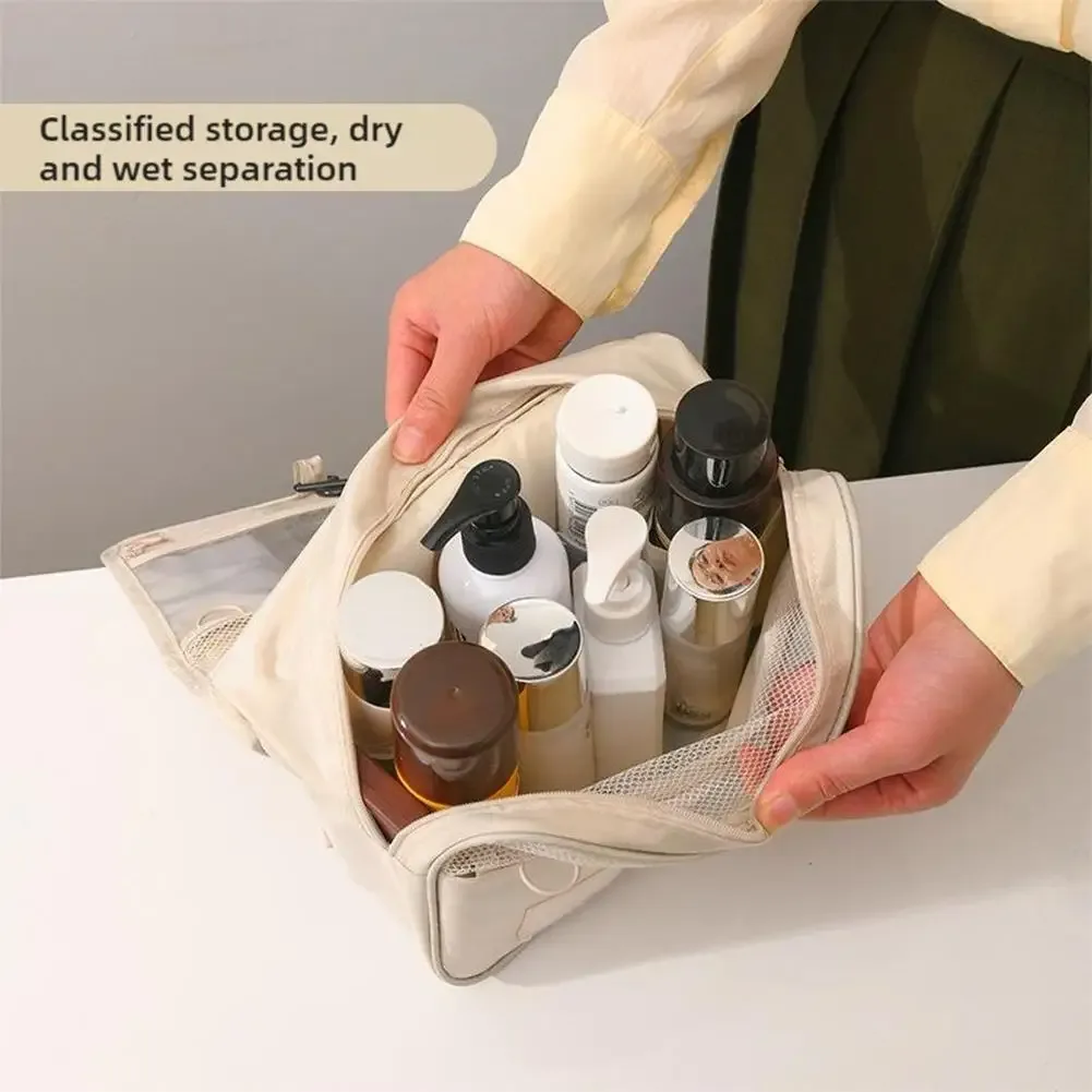 sac de maquillage de voyage de haute qualité avec crochet de salle de bain, pochette de toilette imperméable, organisateur de articles de toilette pour femmes, sac de rangement pour maquillage