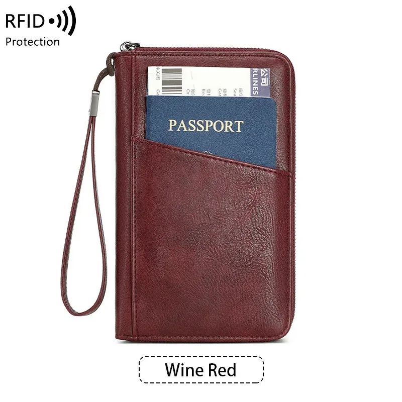 nouveau portefeuille à clip pour passeport de voyage pour femmes et hommes, porte-cartes multifonctionnel en cuir pu rfid, portefeuilles antivol, sac de rangement