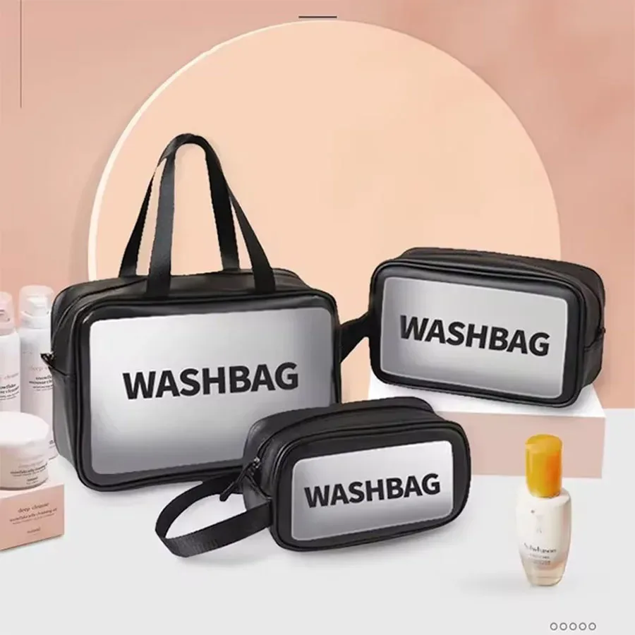 trousse de toilette de voyage portable noire transparente pour femme, pochette de rangement de maquillage étanche, organisateur de cosmétiques de grande capacité, 1 pièce
