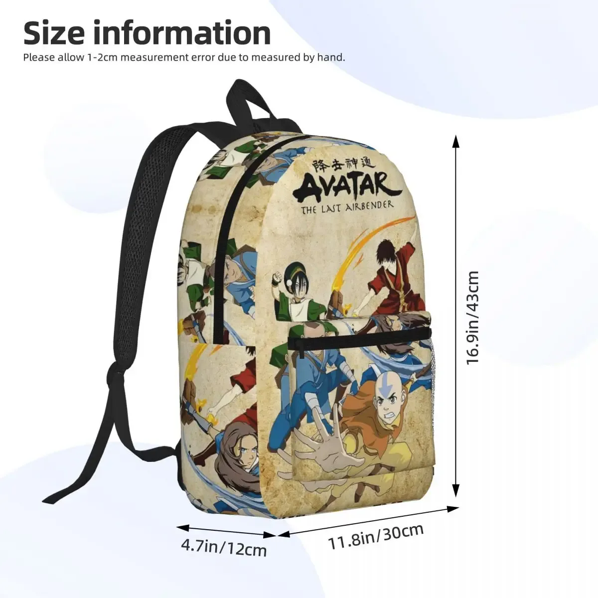 sac à dos avatar the last airdobladora, sac à dos de dessin animé pour garçons et filles, sac d'école pour enfants, sacs à bandoulière pour ordinateur portable pour hommes et femmes