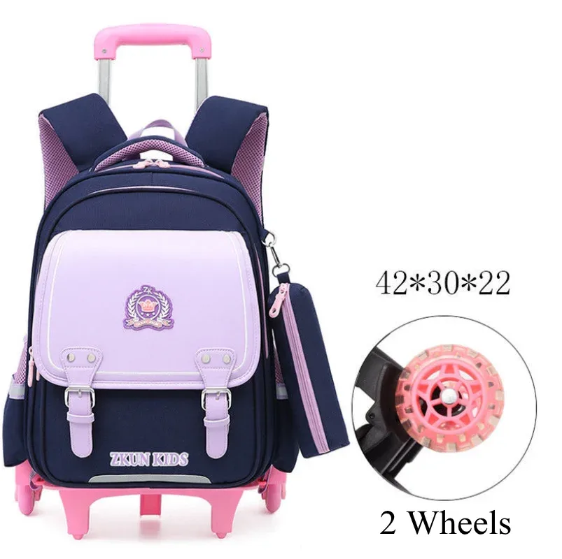 sac à dos d'école à roulettes pour garçons, sac à roulettes à 2 et 6 roues pour enfants, sac à roulettes étanche en pu pour filles