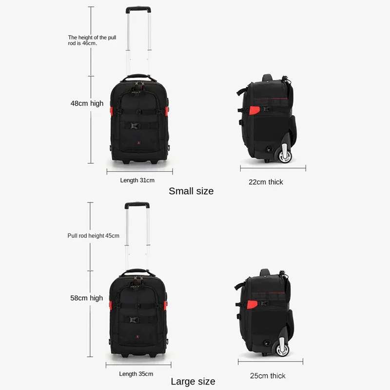 sac à dos photographique à roulettes professionnel, valise de voyage pour appareil photo, sac à dos à roulettes pour appareil photo numérique vidéo
