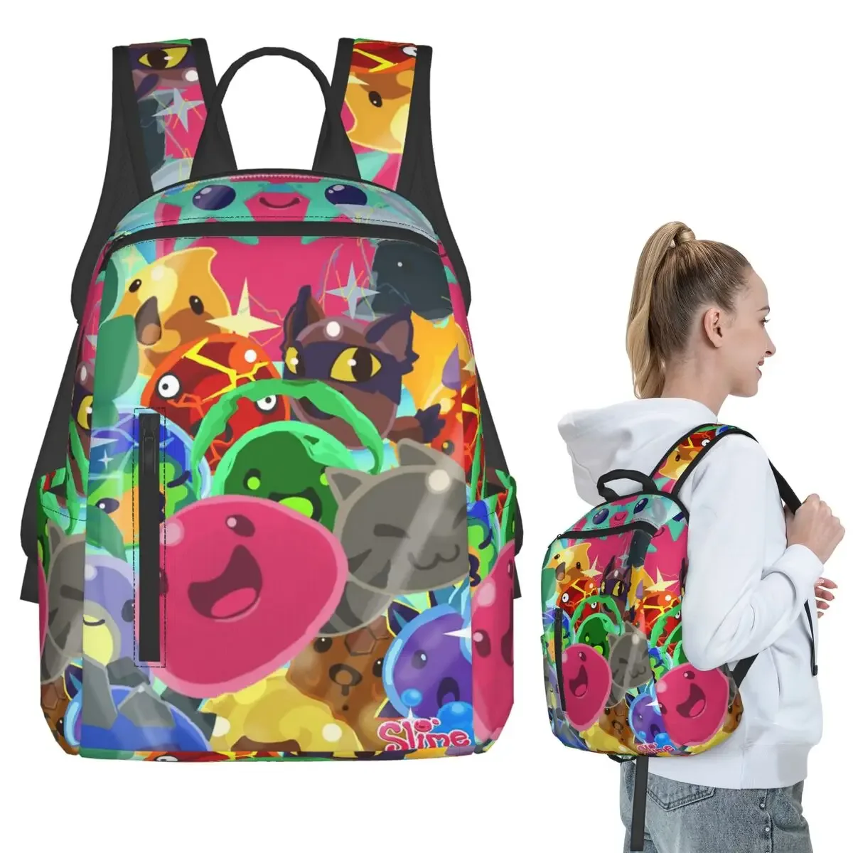Sac à dos mignon Slime Rancher, style dessin animé et anime, pour étudiants, enfants, sac d'école, sac à bandoulière pour ordinateur, hommes et femmes