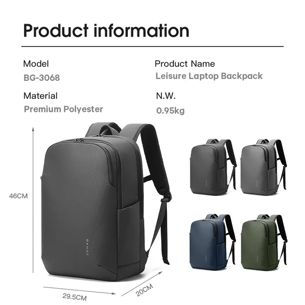 bange sac à dos pour ordinateur portable de 15,6 pouces pour hommes, sacs d'école imperméables pour garçons d'université, sac à dos de voyage pour hommes d'affaires et de sport