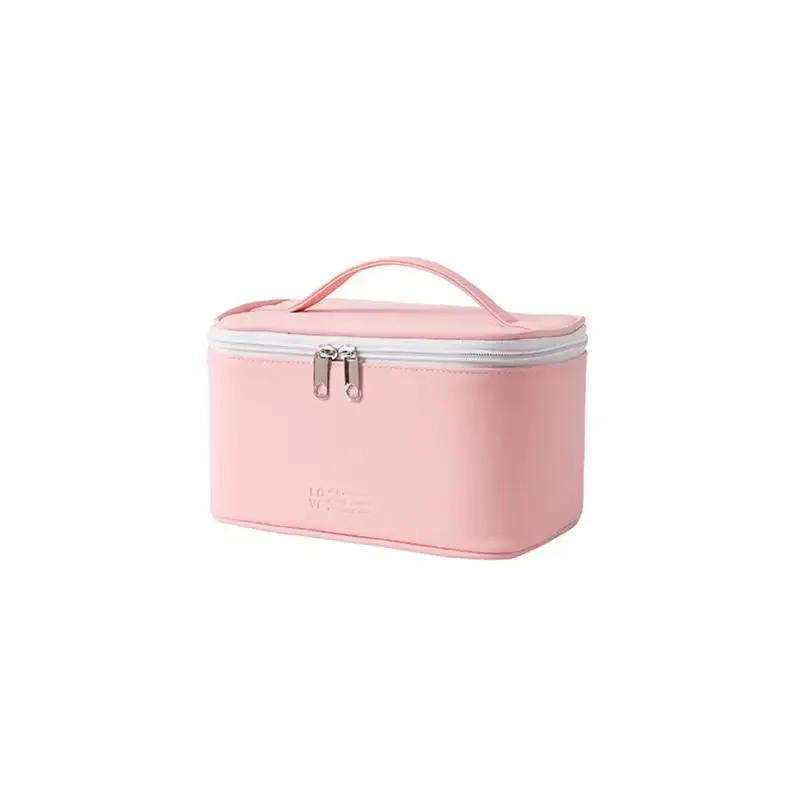 sac de maquillage portable en pu avec fermeture éclair, organiseur de produits de soin de la peau pour voyage, sac cosmétique grande capacité pour ranger les cosmétiques