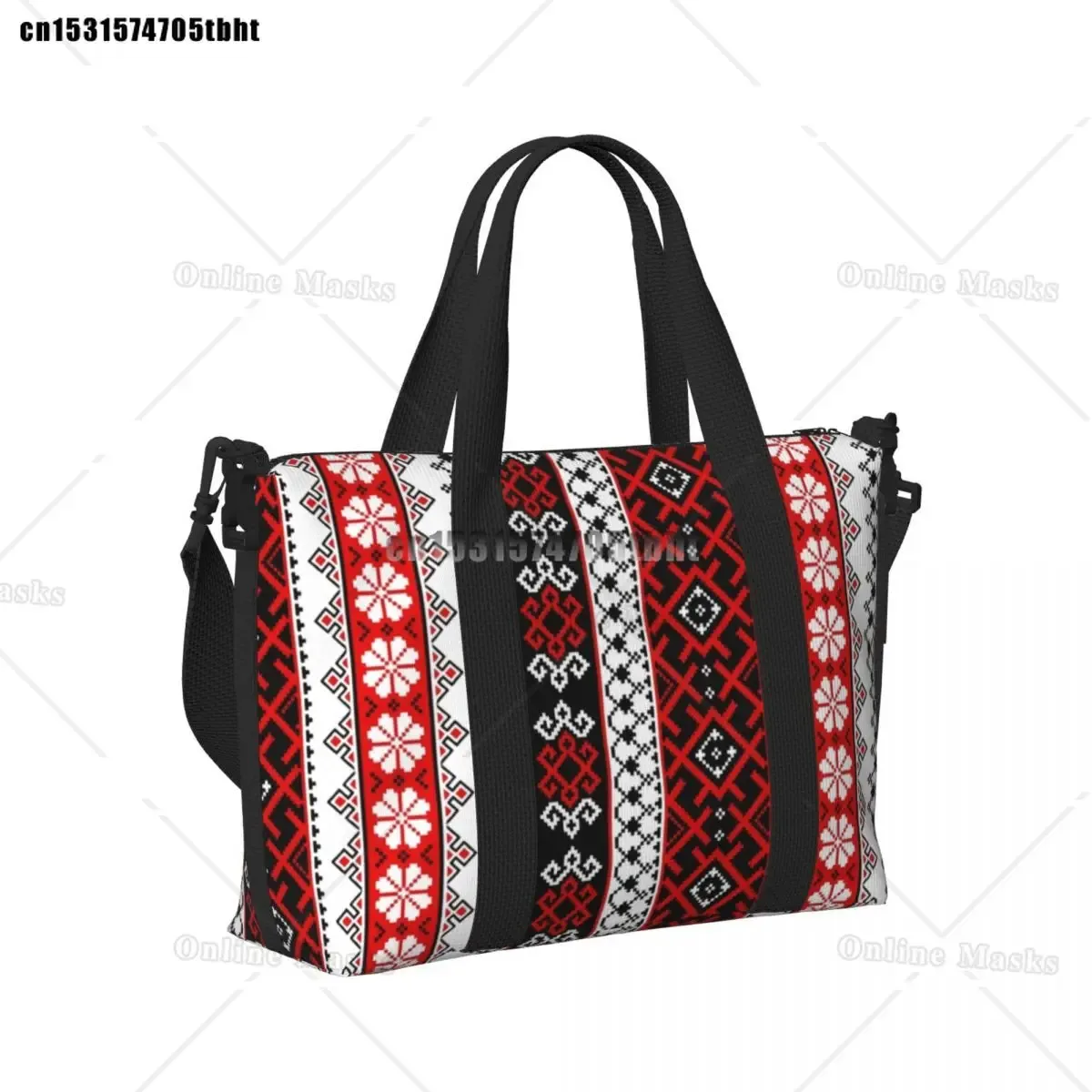 vyshyvanka – sac fourre-tout brodé pour femmes, fourre-tout coloré de style ukrainien, grande capacité, bohème, géométrique, pour salle de sport, plage, voyage