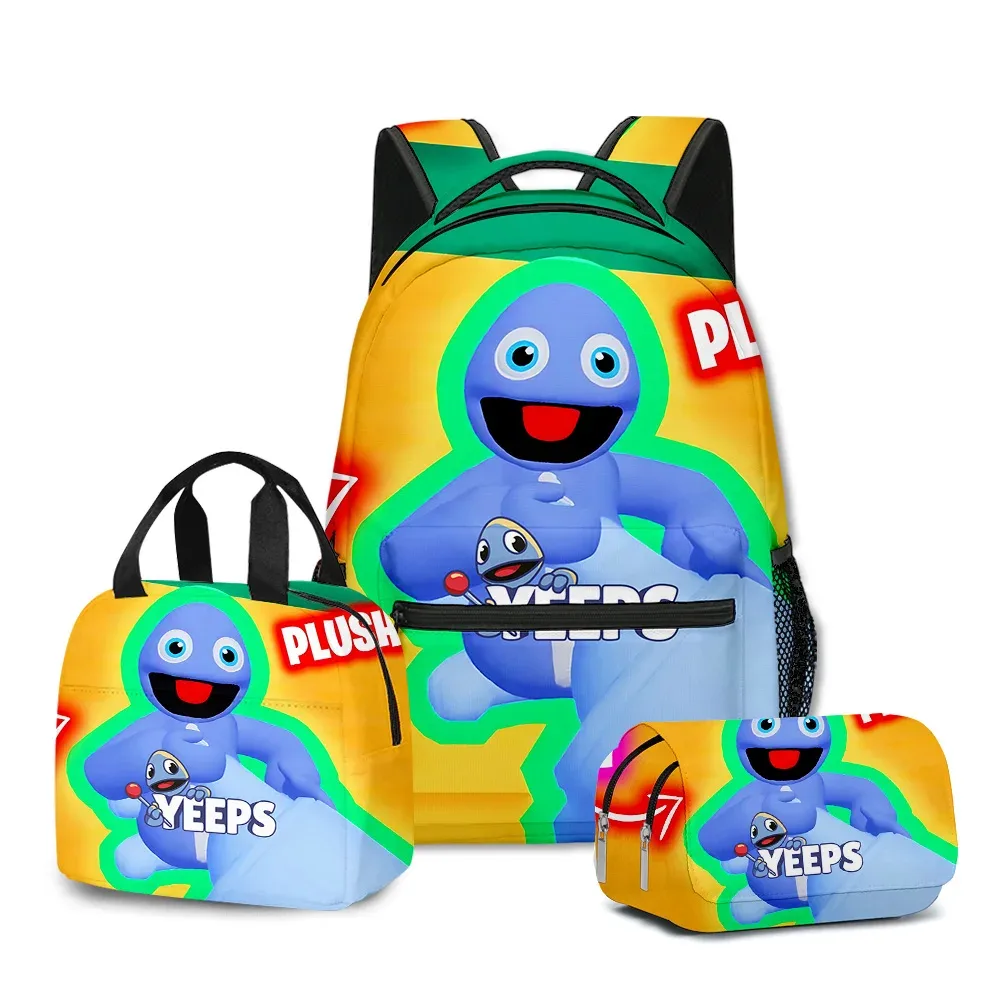 ChimYouthful Yeeps Hide and Seek 3D Print Sacs d'école pour étudiants, sac à dos pour ordinateur portable, sac à lunch portable, étui à crayons, 3 pièces par ensemble