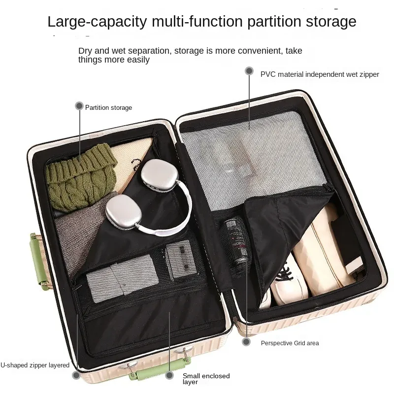 valise de voyage à poignée large de 20 "24" 30 pouces, valise à bagages à main avec fermeture éclair avec roulettes, boîte d'embarquement, sac à bagages roulant