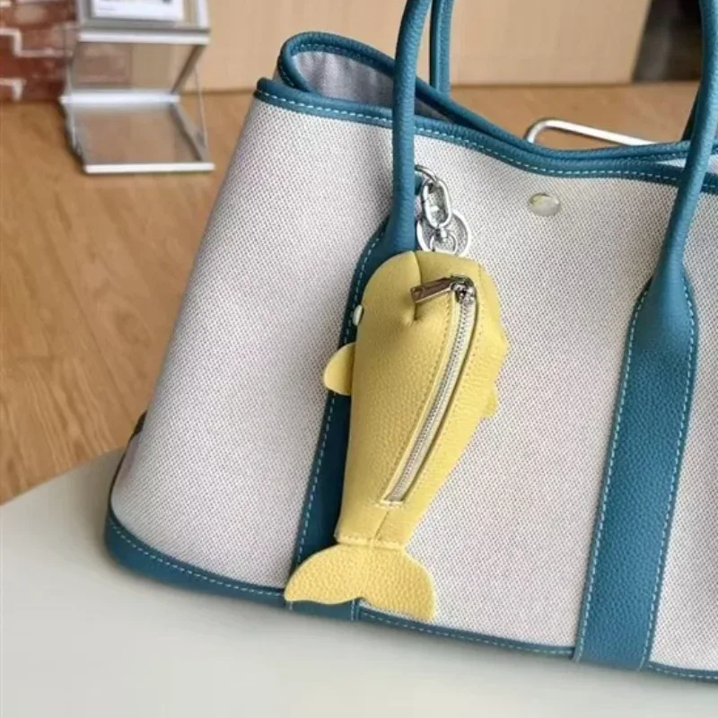 porte-clés en cuir à fermeture éclair, organisateur de pièces de monnaie violettes en cuir de vache, porte-monnaie en forme de baleine pour hommes et femmes